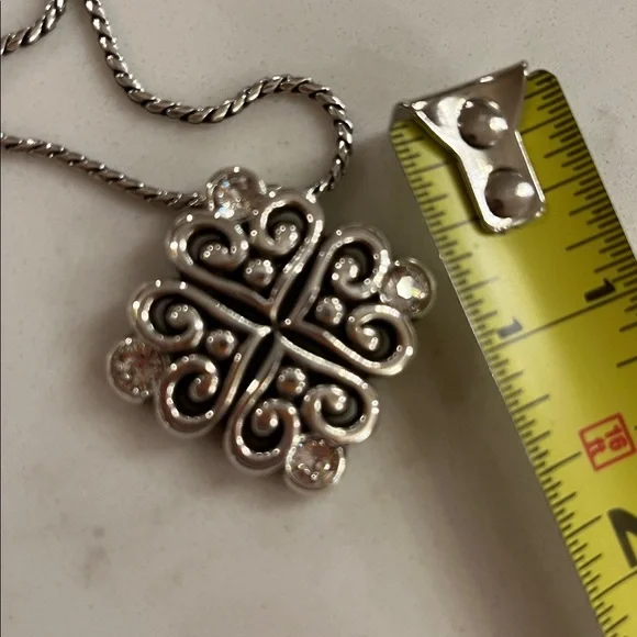 Retired Brighton alcazar bejeweled heart pendant chain silver plated - Picture 8 of 11